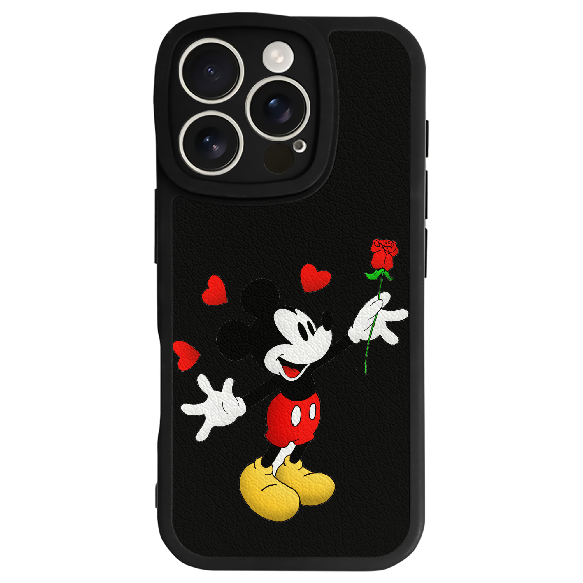 （画像用） ミッキーマウス Mickey Mouse 【iPhone 16シリーズ対応】シリコンスマホケース（レザー調） 材質：シリコン